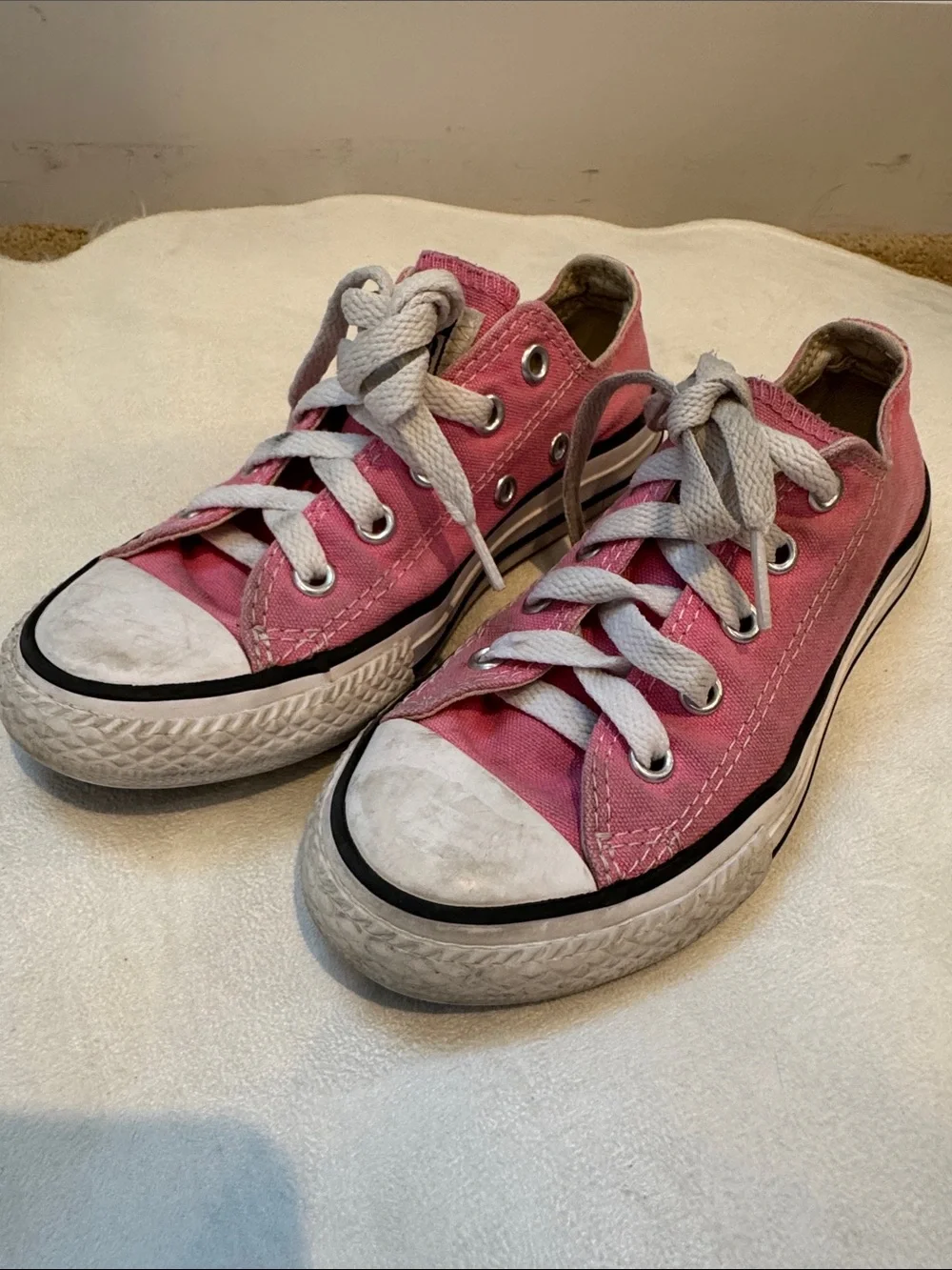 Converse Kids Low Top Canvas Sneakers - Pink with White Accents